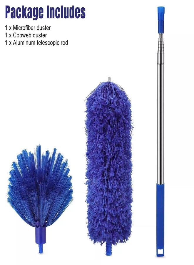 Giggle Tree Microfiber Feather Duster with Mop Stick-Essential Home Cleaning Products for Dusting,Fan Cleaner and More,Extendable Telescopic Handle for Easy Reach and Efficient Cleaning (Navy Blue) - Image 3
